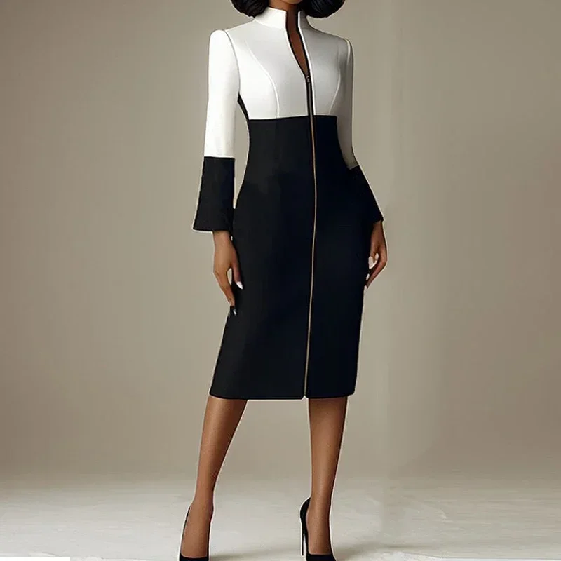 Women Formal Wear H&M - Женское платье миди с контрастными вставками,